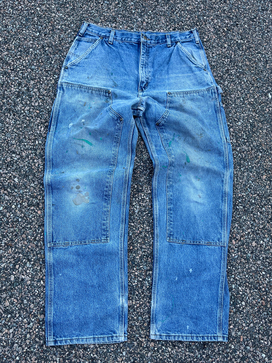 Faded Denim Carhartt Double Knee Pants - 36 x 32.5