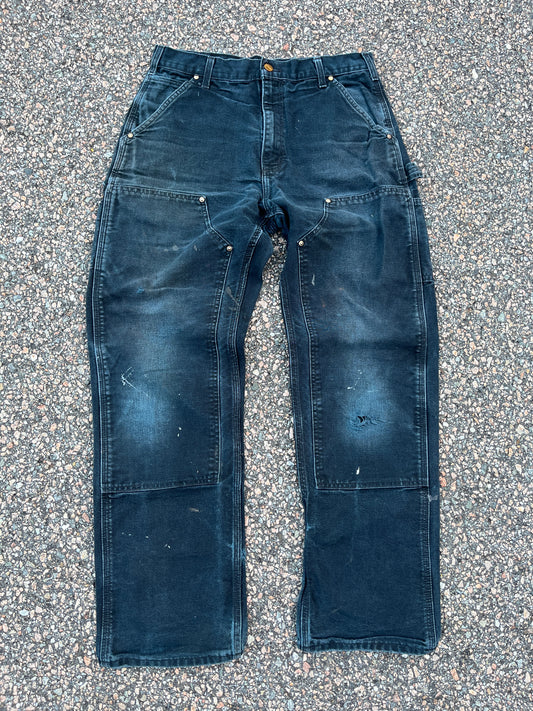 Faded Black Carhartt Double Knee Pants - 31 x 30
