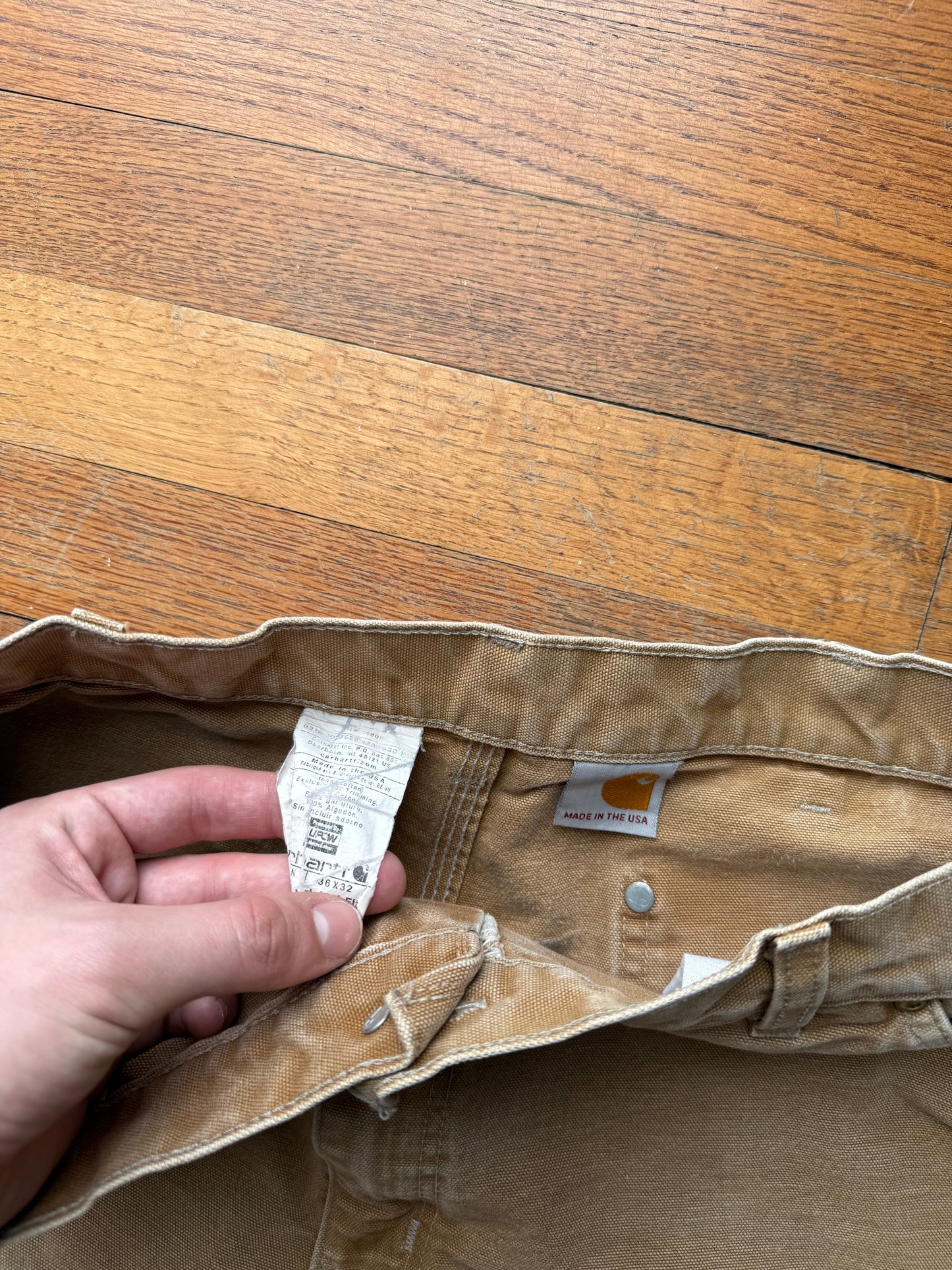 Faded Brown Carhartt Double Knee Pants - 34 x 30