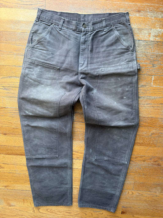 Faded Brown Carhartt Double Knee Pants - 36 x 33