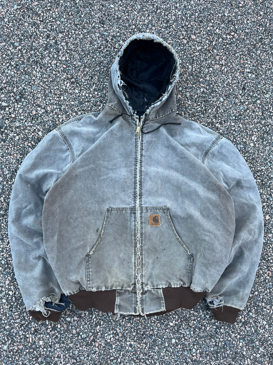 Faded and Distressed Brown Carhartt Active Jacket - Boxy L-XL