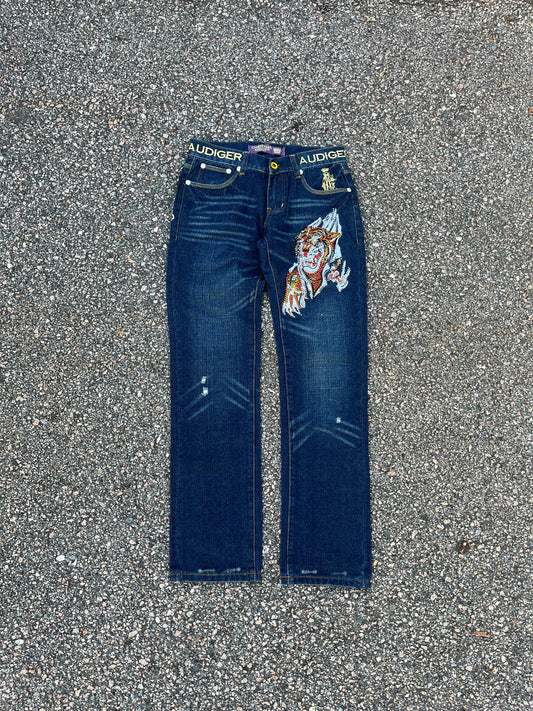 Ed Hardy Christian Audigier Grail Roses n Tigers Pants - 29 x 32