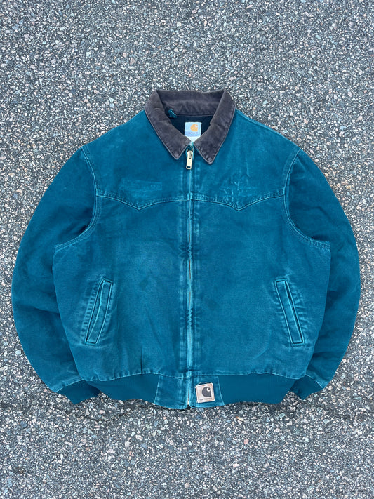 Faded Dark Teal Carhartt Santa Fe Jacket - Large