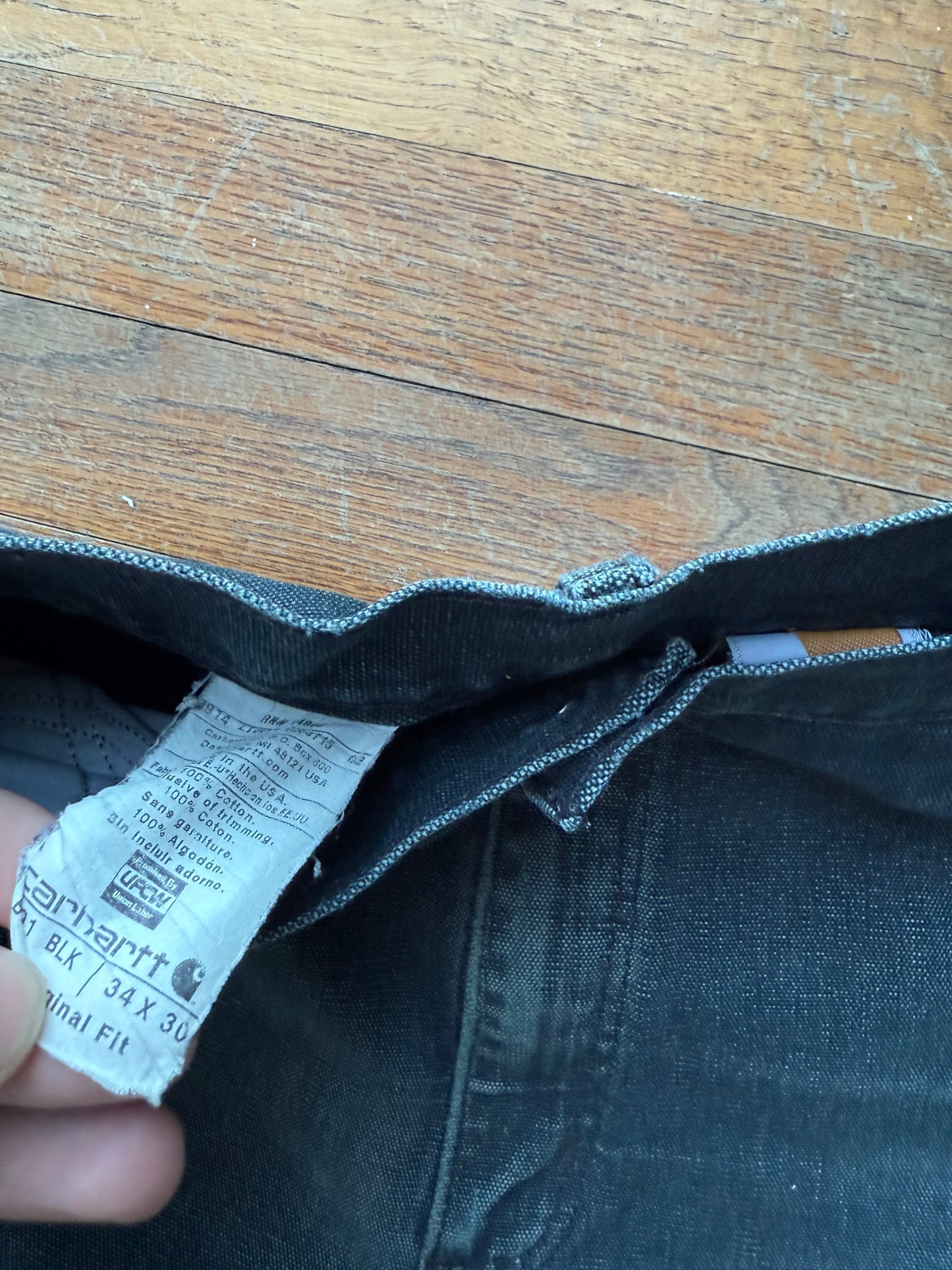 Faded Black Carhartt Double Knee Pants - 32 x 28.5