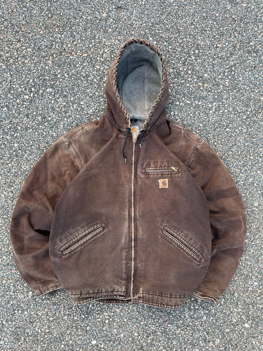 Faded Brown Carhartt Sherpa Lined Jacket - Fits M-L