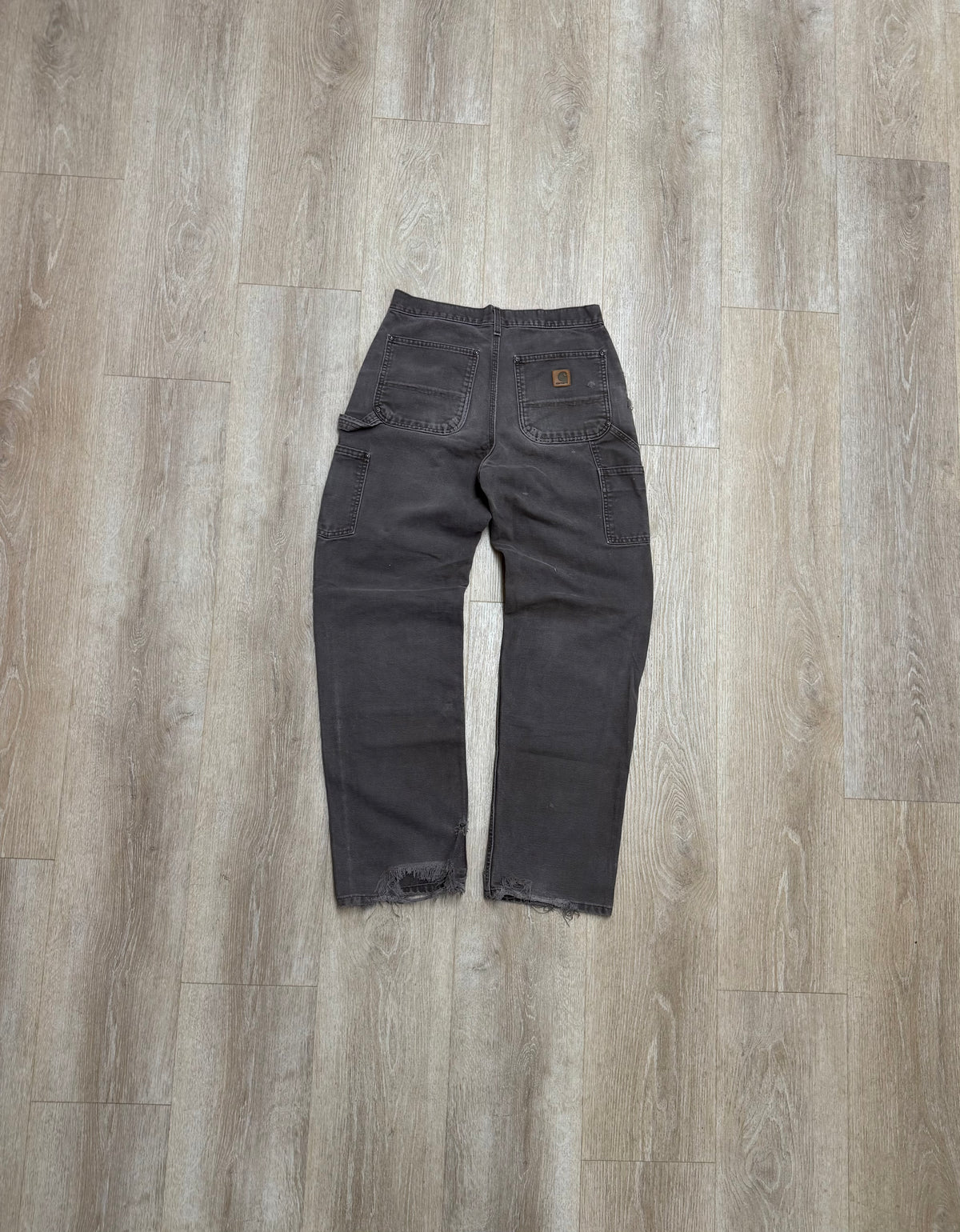 Faded Dark Brown Carhartt Double Knee Pants - 30 x 32