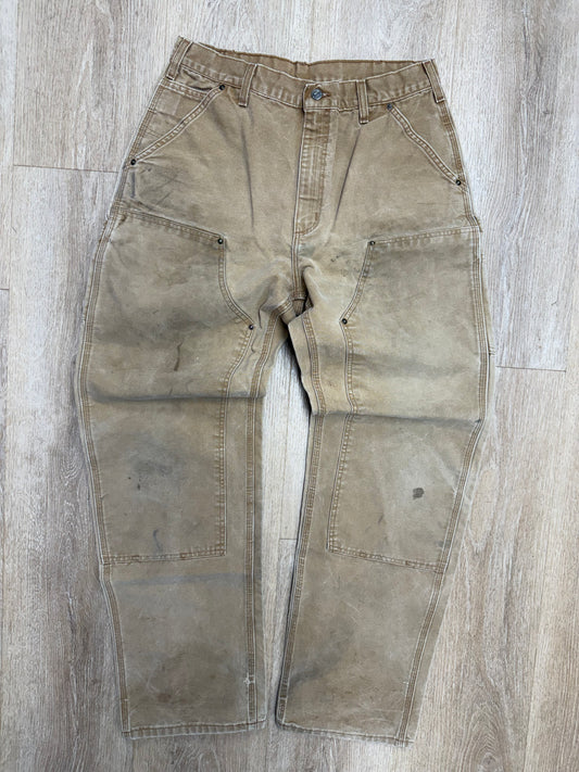 Faded Brown Carhartt Double Knee Pants - 32 x 33