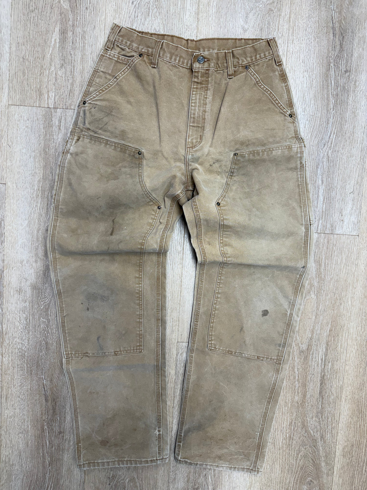 Faded Brown Carhartt Double Knee Pants - 32 x 33