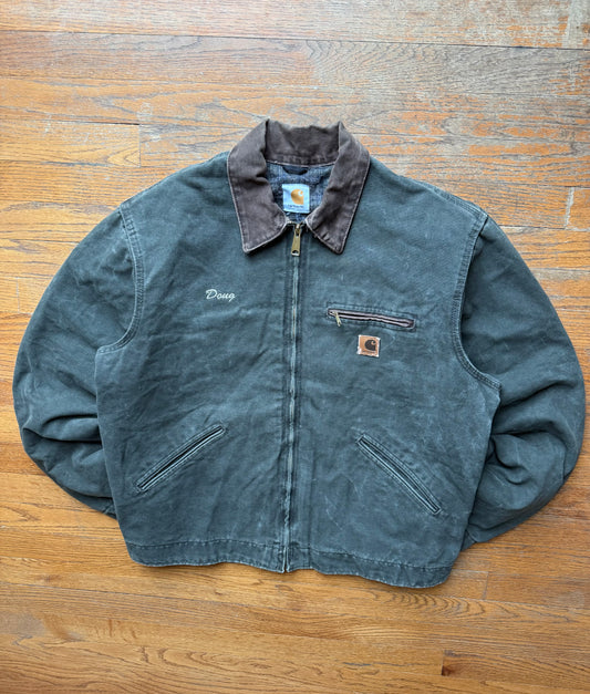 Faded Olive Green Carhartt Detroit Jacket - Large