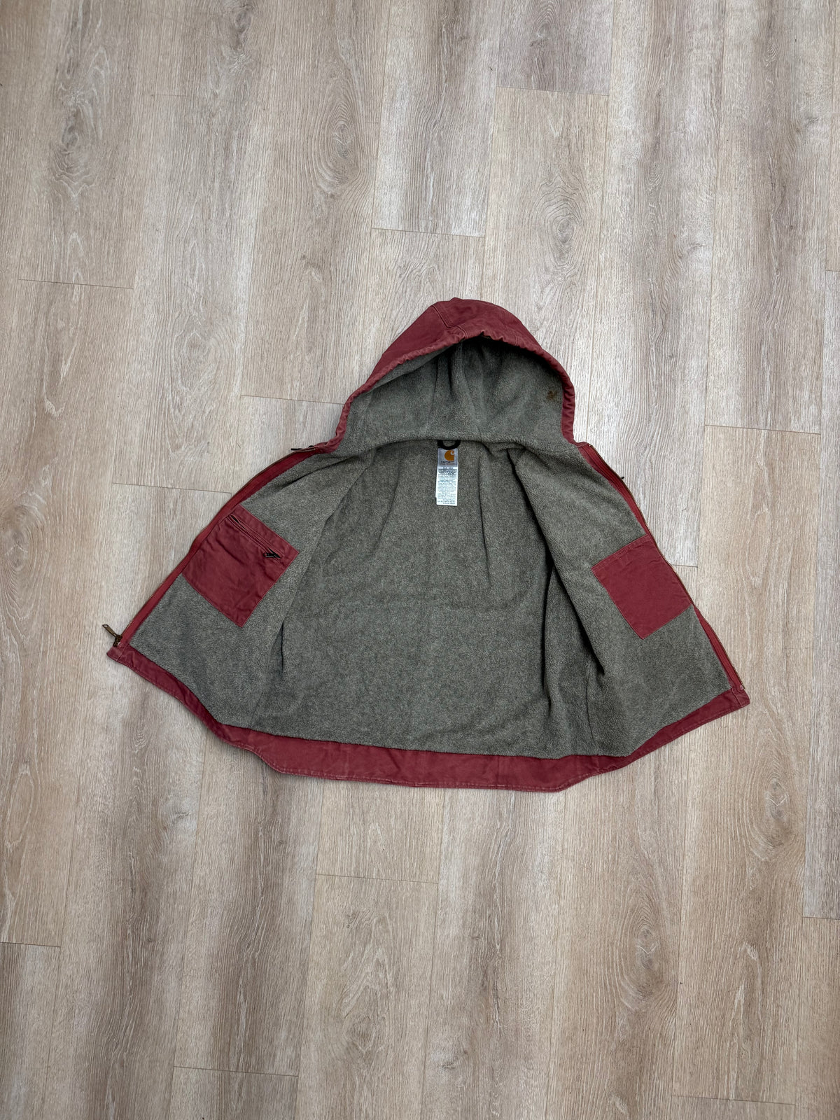 Faded Pink Carhartt Sherpa Lined Jacket - Medium