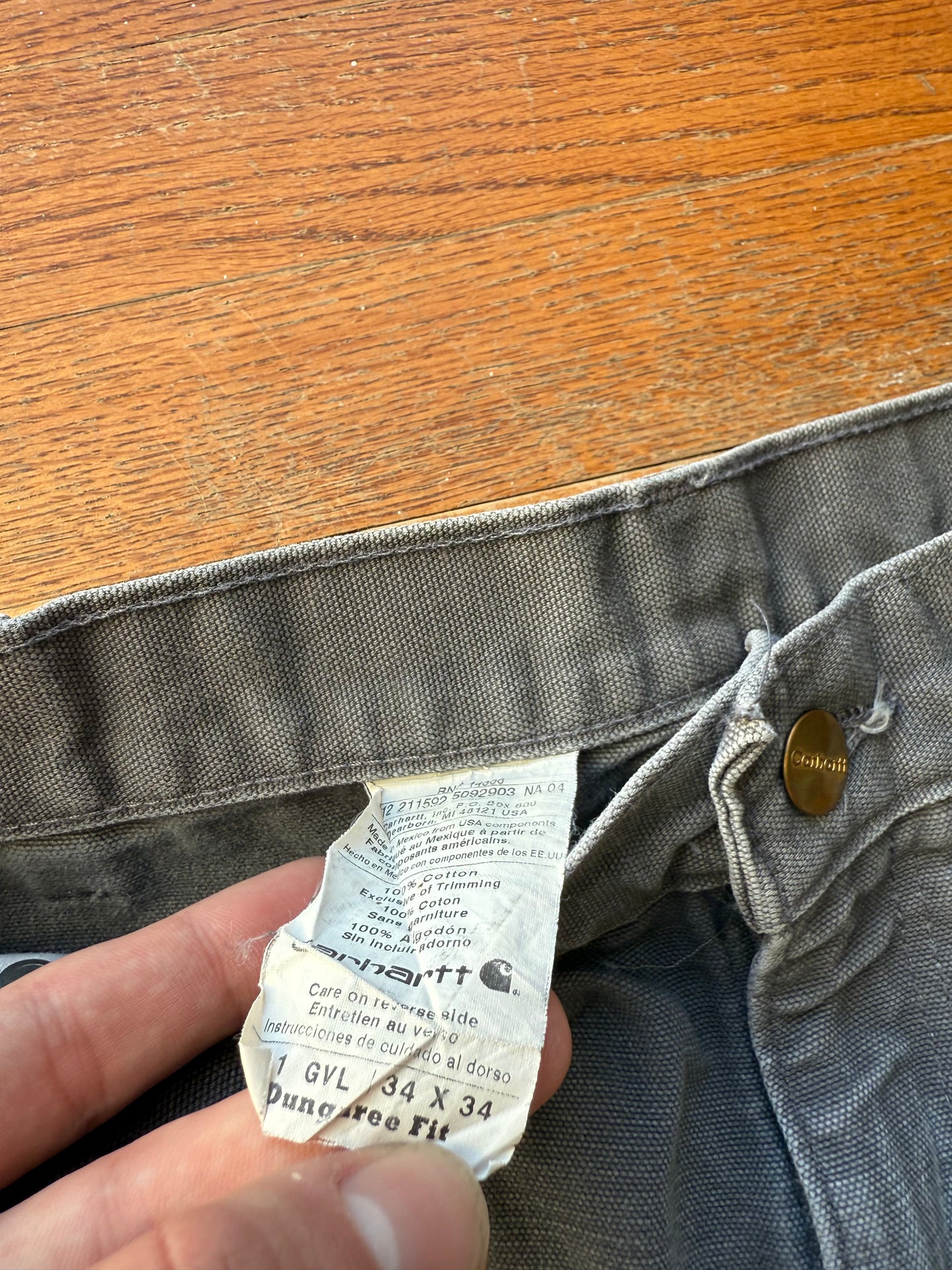 Faded Grey Carhartt Double Knee Pants - 32 x 32