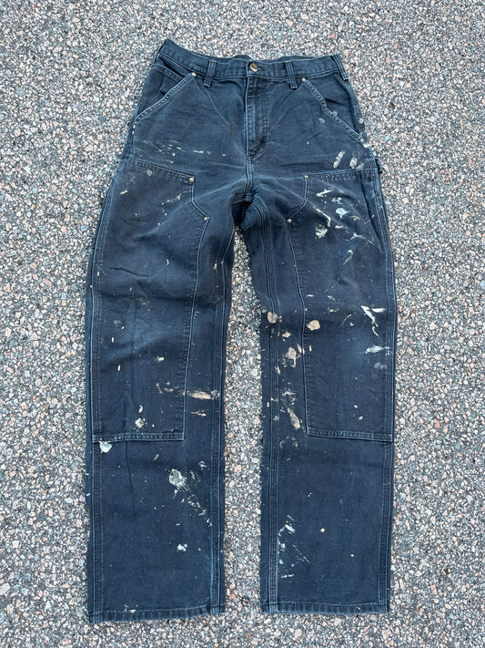 Faded Black Carhartt Double Knee Pants - 30 x 31