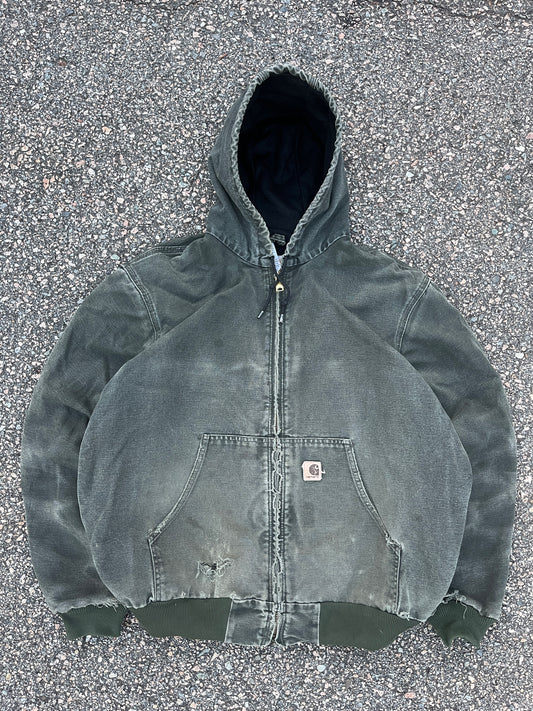 Faded n Distressed Olive Green Carhartt Active Jacket - XL