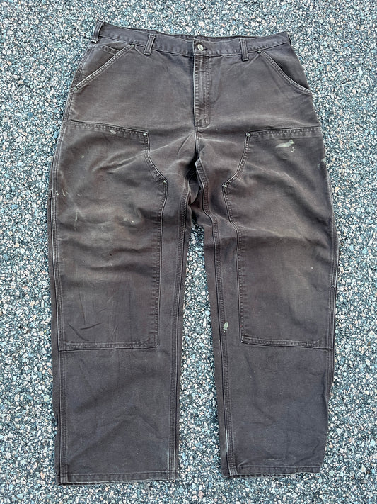 Faded Brown Carhartt Double Knee Pants - 37 x 29.5