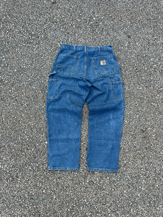 色褪せデニム カーハート ダブルニーパンツ - 33 x 30
