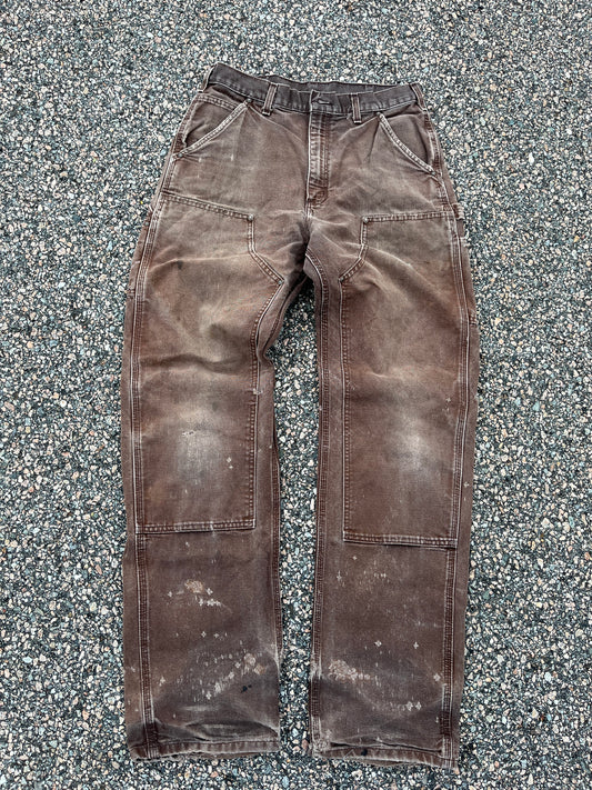 Faded Brown Carhartt Double Knee Pants - 31 x 35
