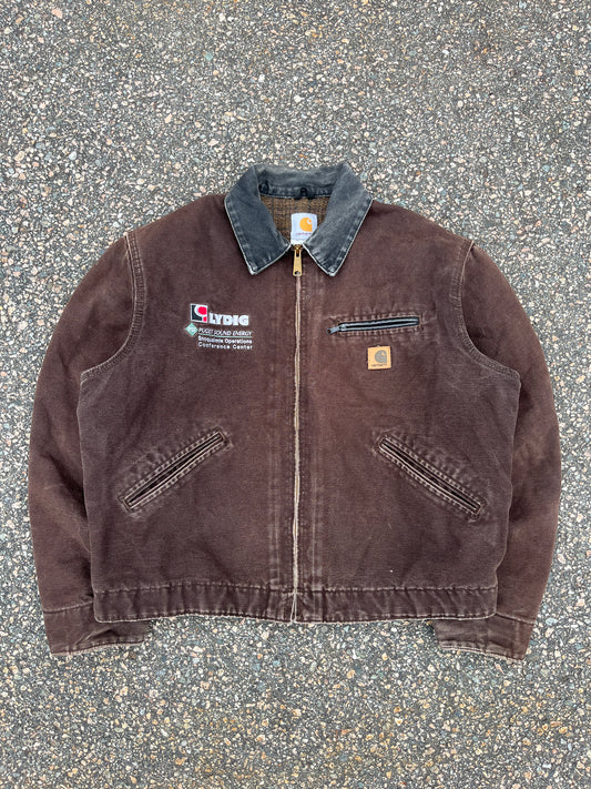 Faded Dark Brown Carhartt Detroit Jacket - Boxy Medium