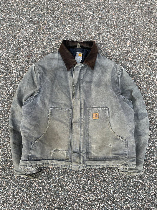 Faded n Distressed Gravel Grey Carhartt Arctic Jacket - Large