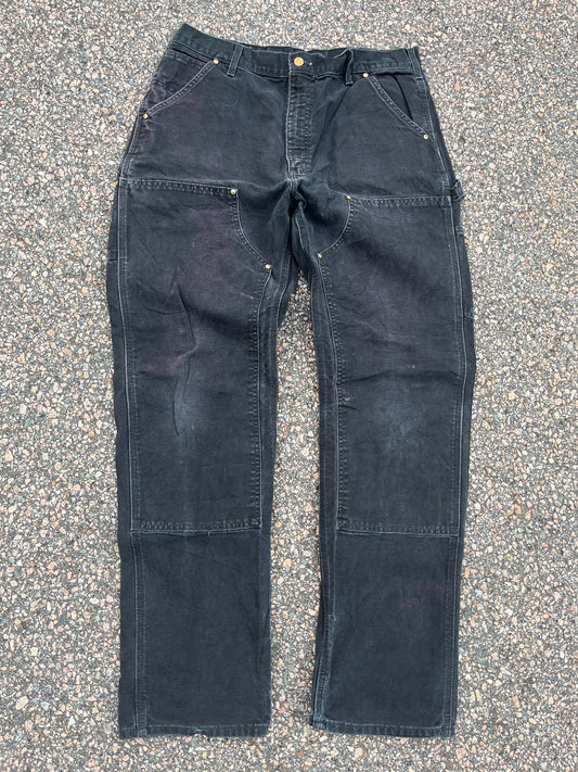 Faded Black Carharrt Double Knee Pants - 36 x 33.5