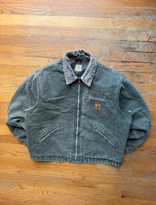 Faded Olive Green Carhartt Detroit Jacket - Large