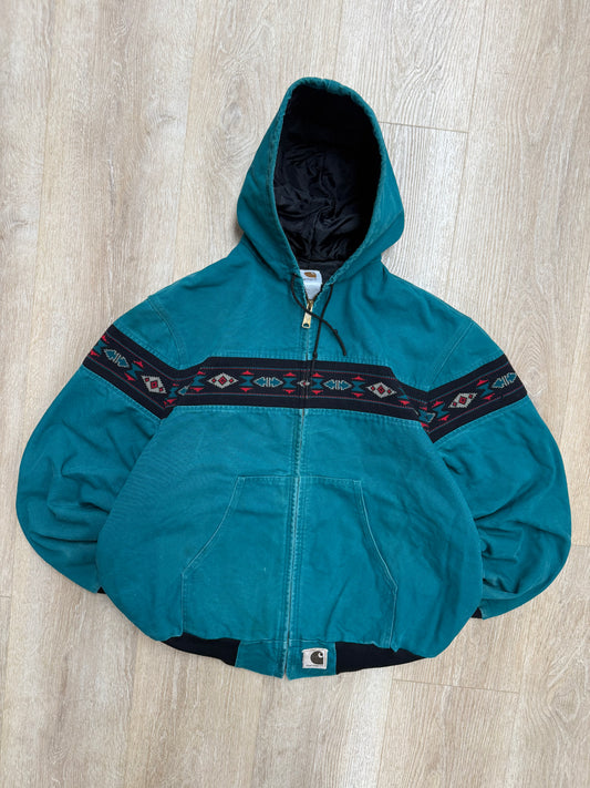 Faded Aqua Southwest Aztec Carhartt Active Jacket - Large