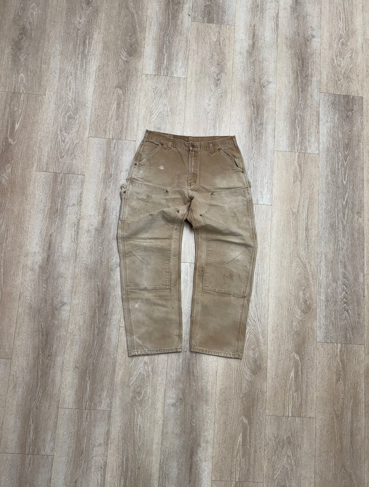 Faded Brown Carhartt Double Knee Pants - 33 x 30