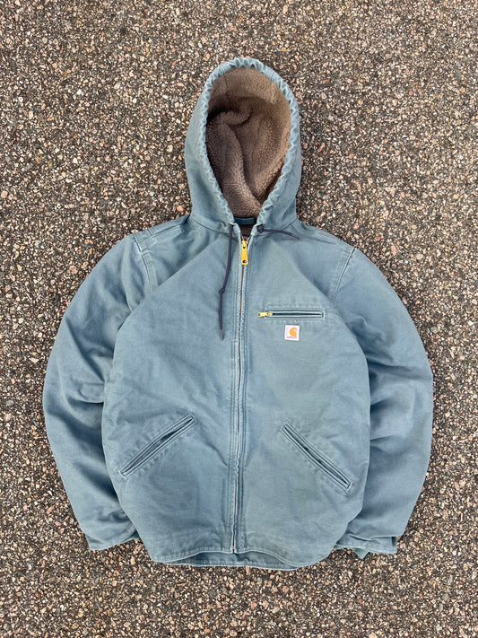 Faded Sky Blue Carhartt Sherpa Lined Jacket - Small