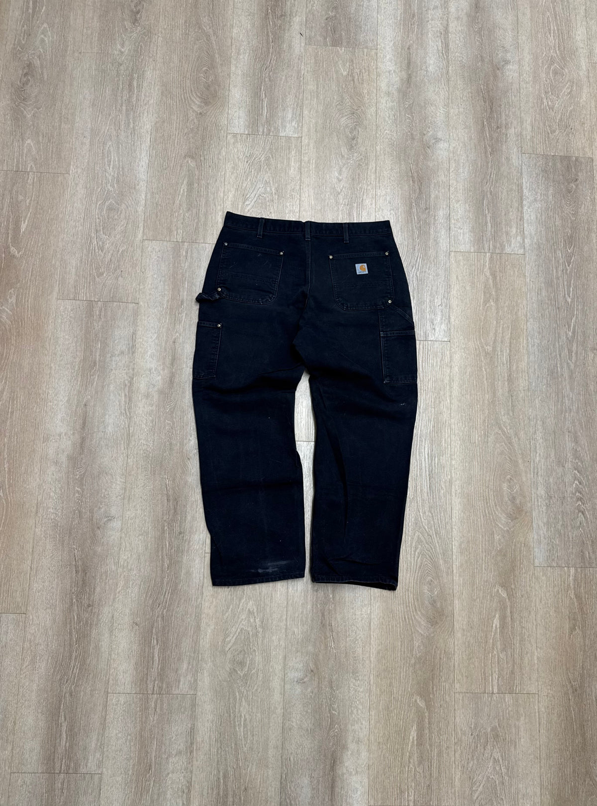 Faded Black Carhartt Double Knee Pants - 37 x 29