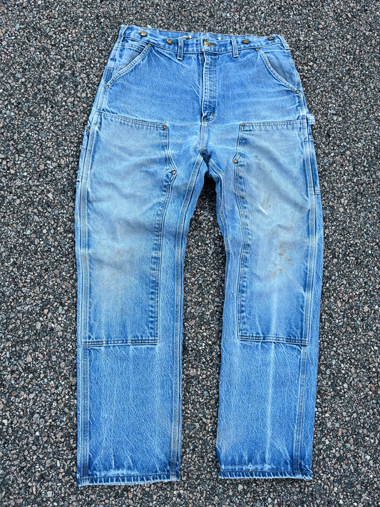 Faded Denim Carhartt Double Knee Pants - 35 x 33