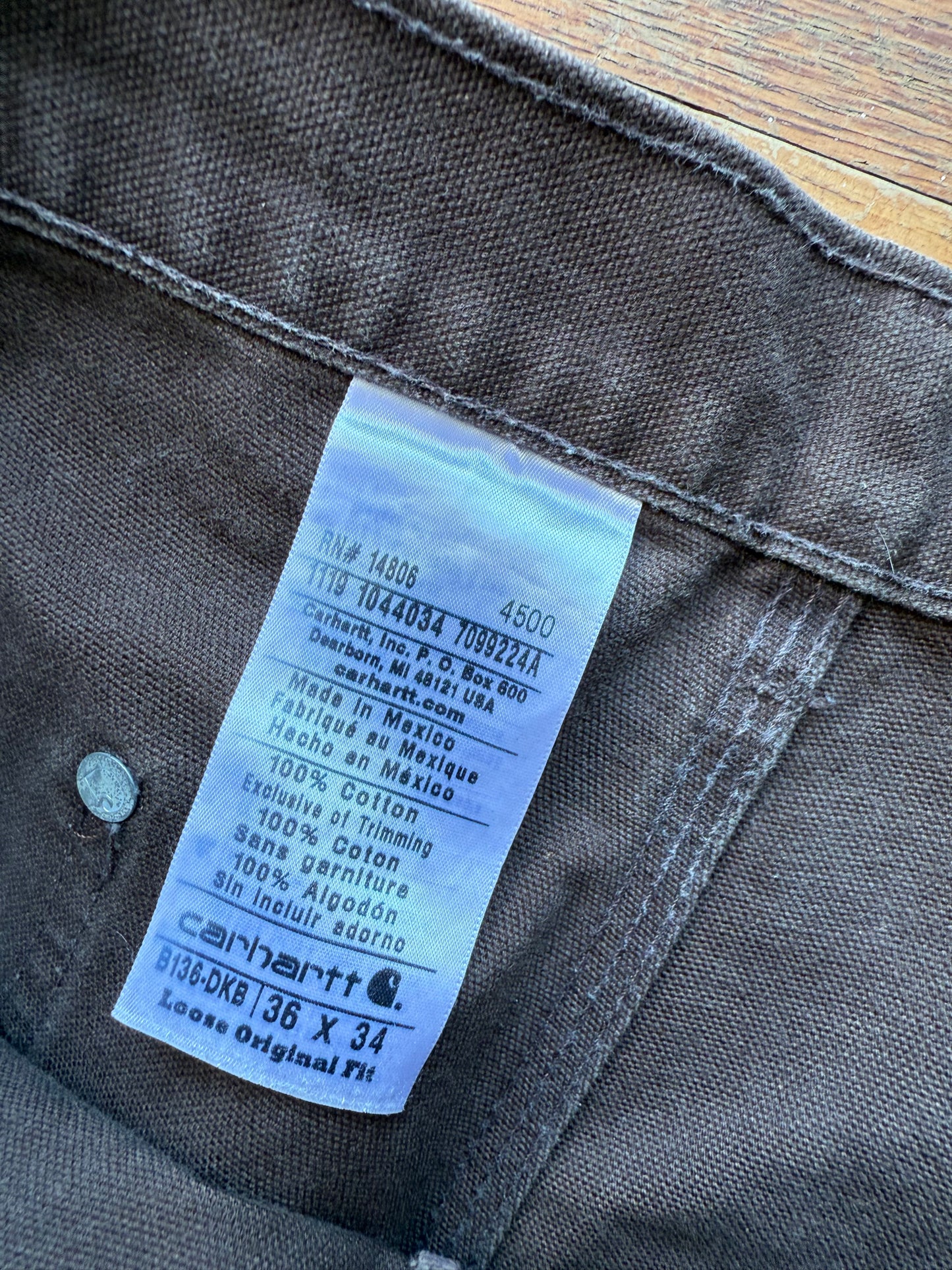 Faded Brown Carhartt Double Knee Pants - 36 x 33