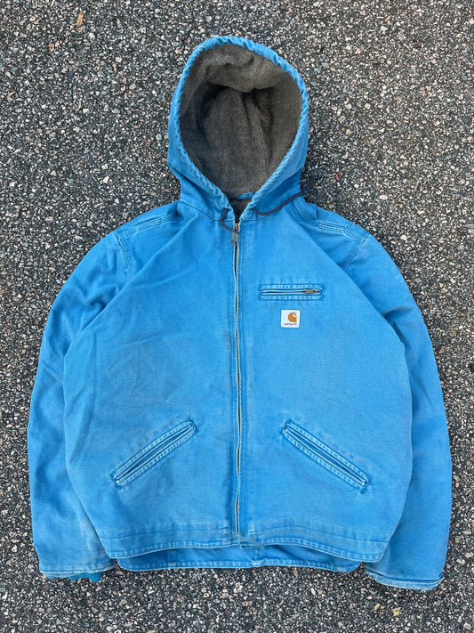 Faded Light Blue Carhartt Sherpa Lined Jacket - Boxy M-L