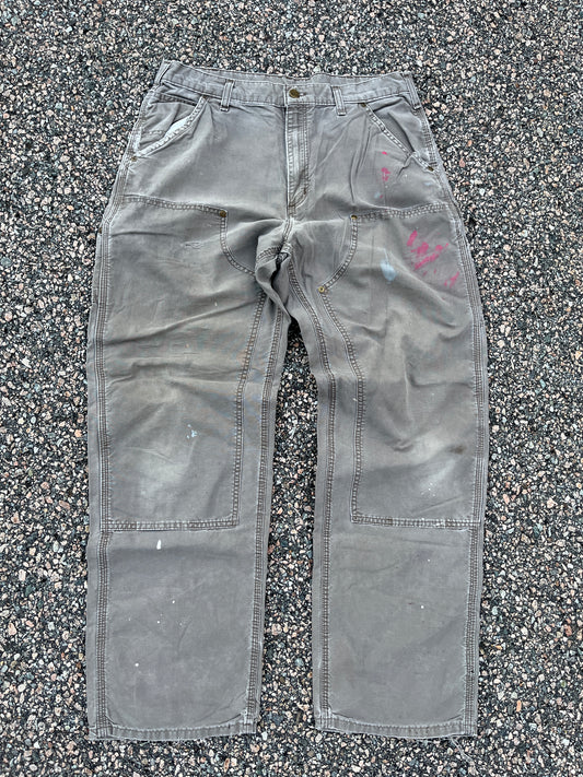 Faded Light Brown Carhartt Double Knee Pants - 34 x 30.5