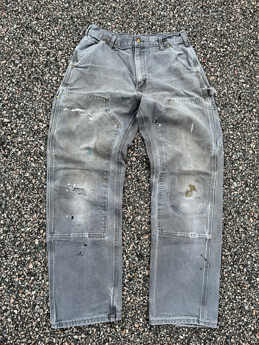 Faded Cement Grey Carhartt Double Knee Pants - 30 x 30.5
