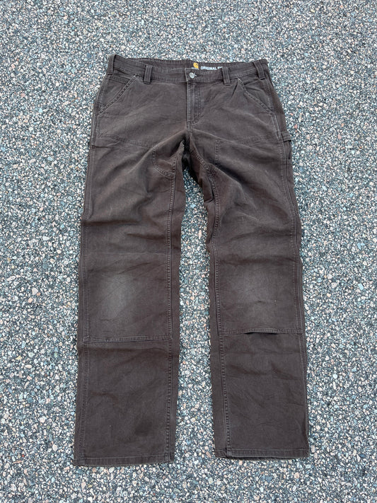 Faded Brown Carhartt Double Knee Pants - 36 x 33.5