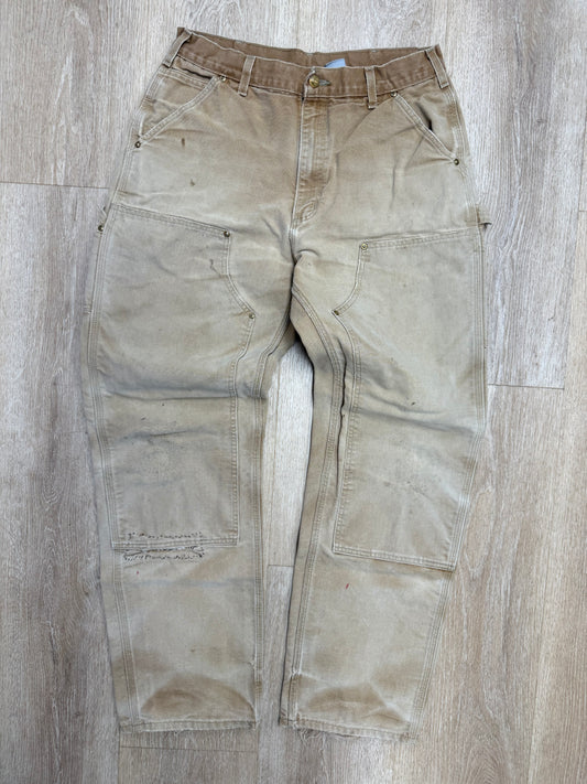 Faded Brown Carhartt Double Knee Pants - 30 x 32