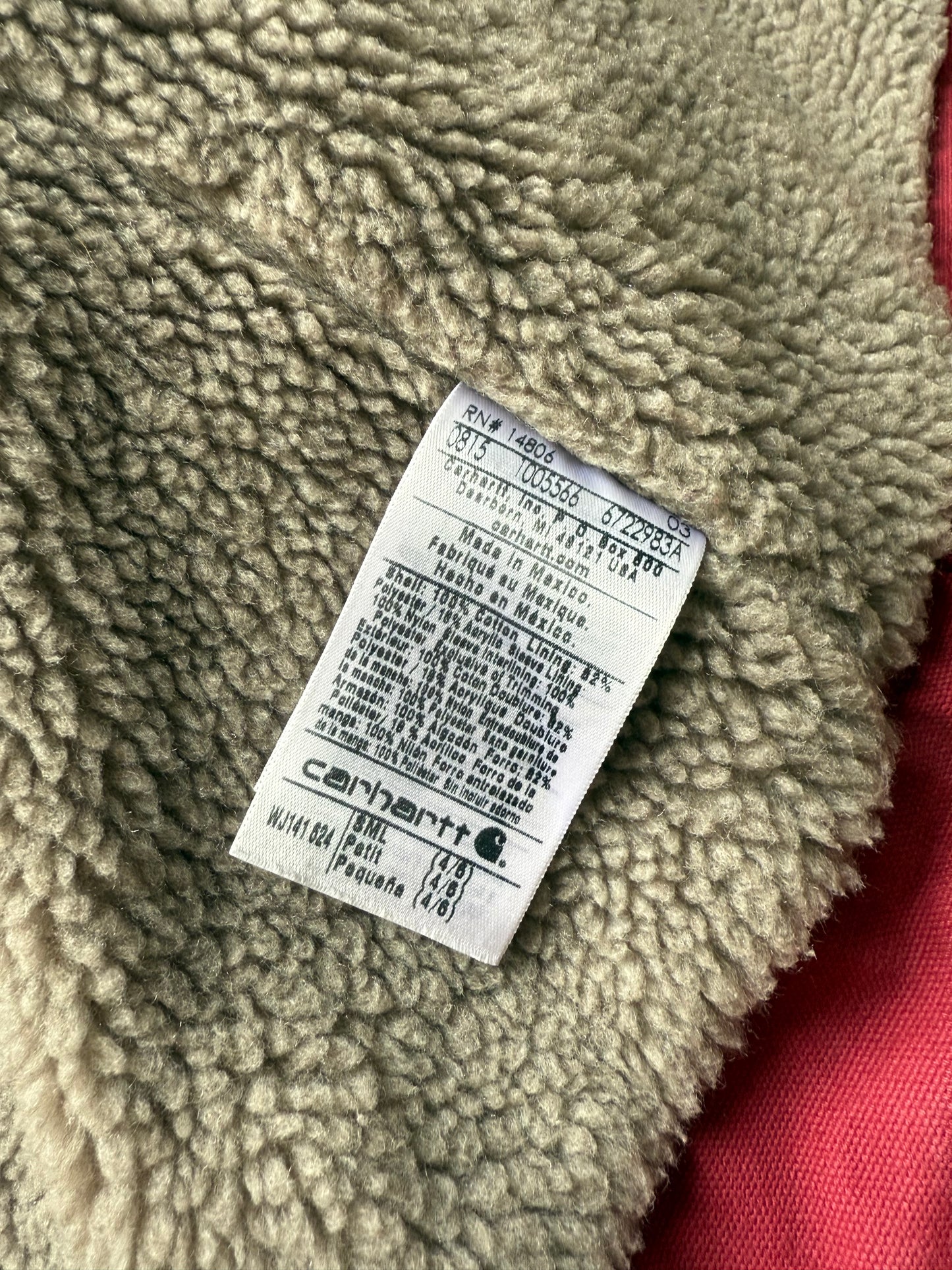 Faded Pink Carhartt Sherpa Lined Jacket - Small