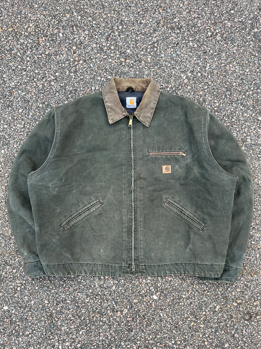 色あせたオリーブグリーンのカーハート デトロイト ジャケット - ボックス 2XL