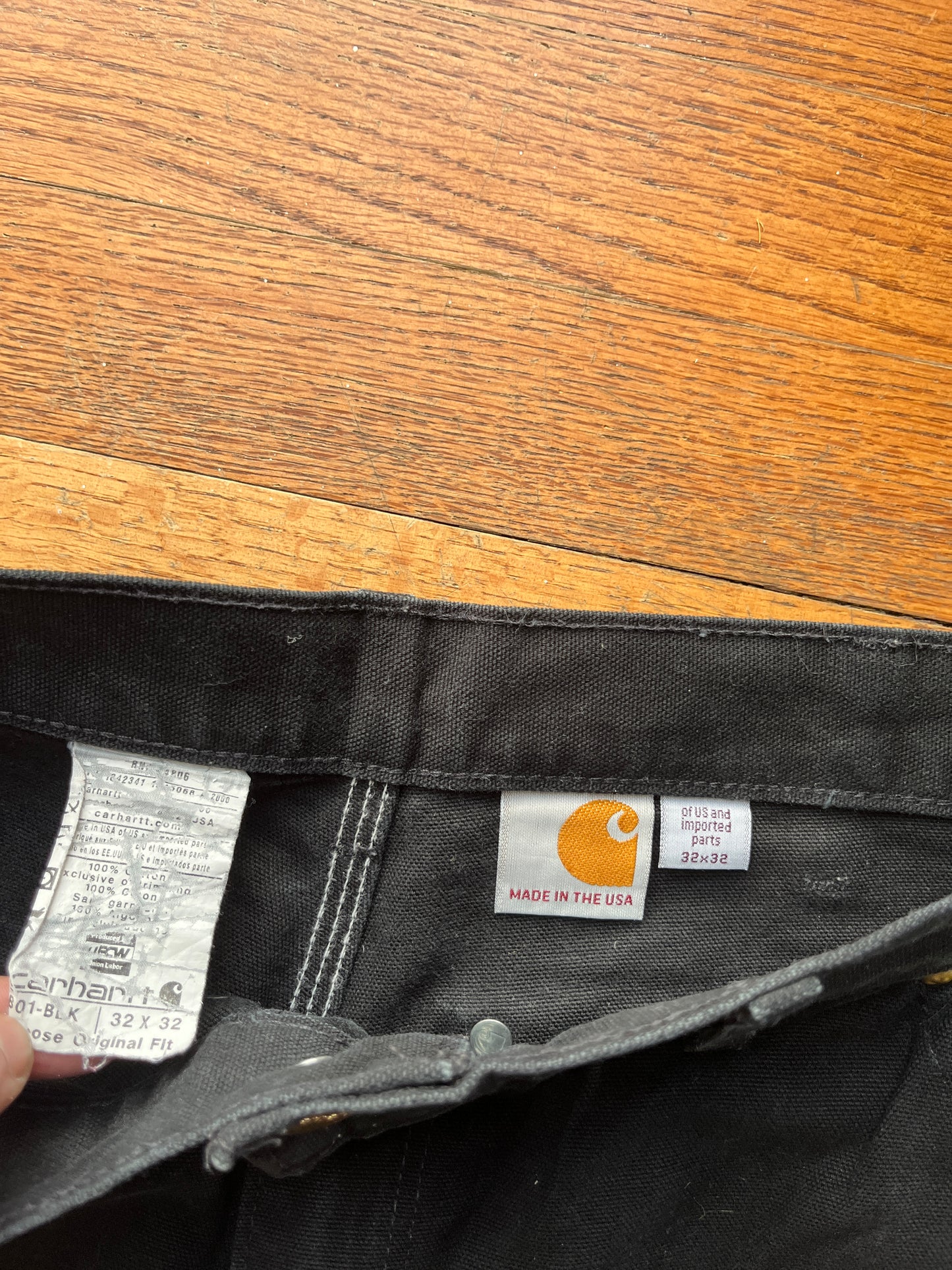 Faded Black Carhartt Double Knee Pants - 31 x 30