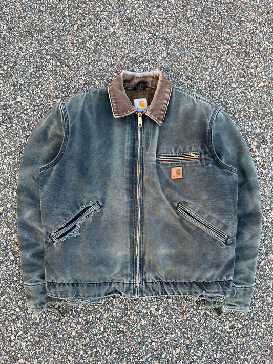 Faded n Distressed Black Carhartt Detroit Jacket - Medium
