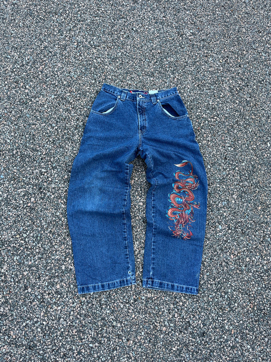 Faded Denim JNCO Dragon Pants - 29 x 29