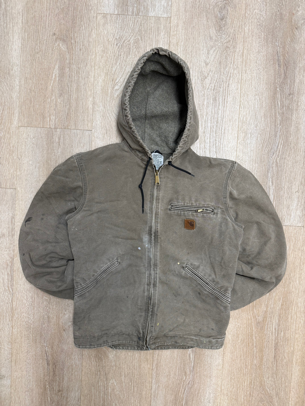 Faded Brown Sherpa Lined Carhartt Jacket - Small