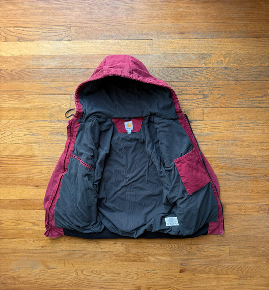 Faded Dark Red Carhartt Active Jacket - Medium