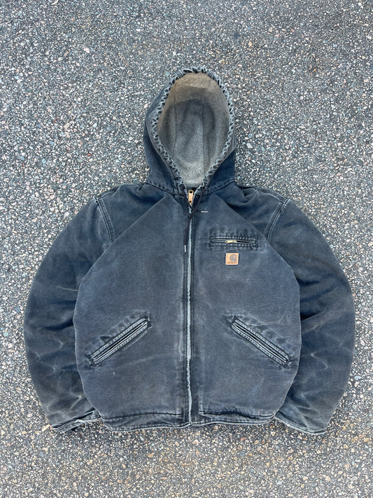 Faded Black Carhartt Sherpa Lined Jacket - Medium