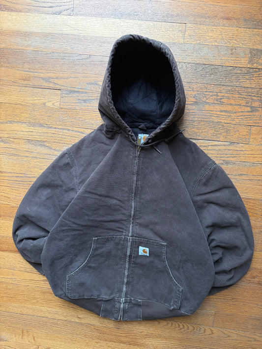 Faded Dark Brown Carhartt Active Jacket - Medium