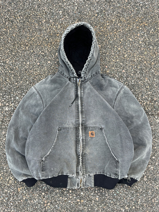 Faded n Distressed Black Carhartt Active Jacket - Large