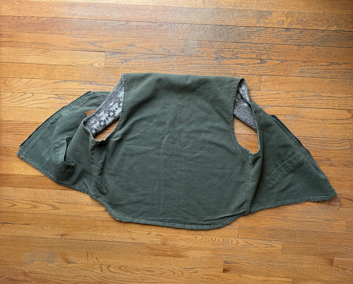 Faded Olive Green Southwest Aztec Lined Carhartt Vest - XL