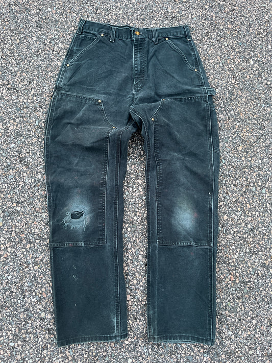 Faded Black Carhartt Double Knee Pants - 31 x 30.5