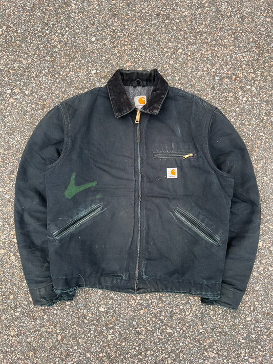 Faded n Distressed Black Carhartt Detroit Jacket - Medium