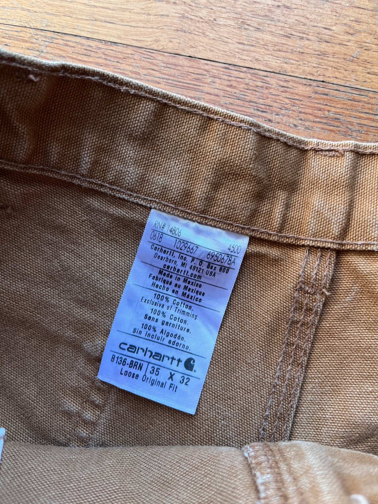 Faded Brown Carhartt Double Knee Pants - 34 x 28.5