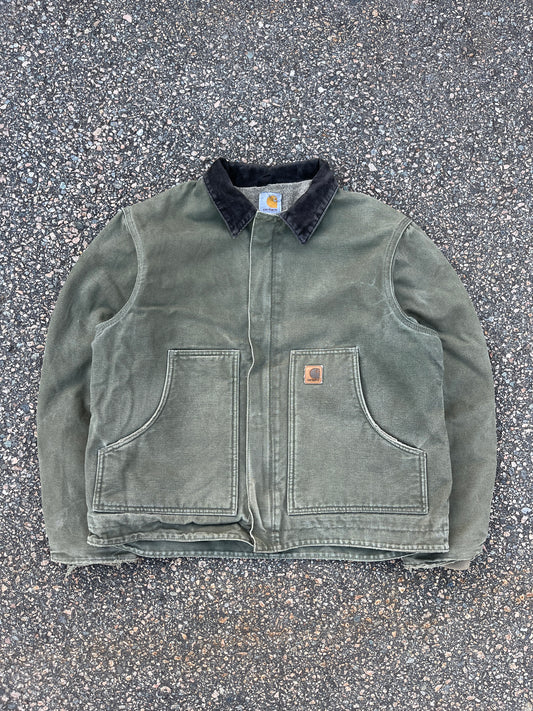 Faded Olive Green Carhartt Sherpa Lined Arctic Jacket - Large